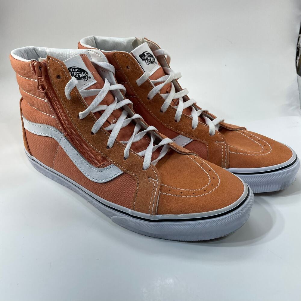 Vans Sk8-Hi Zip Orange Suede Canvas High Top Sneakers Youth Size 7Y